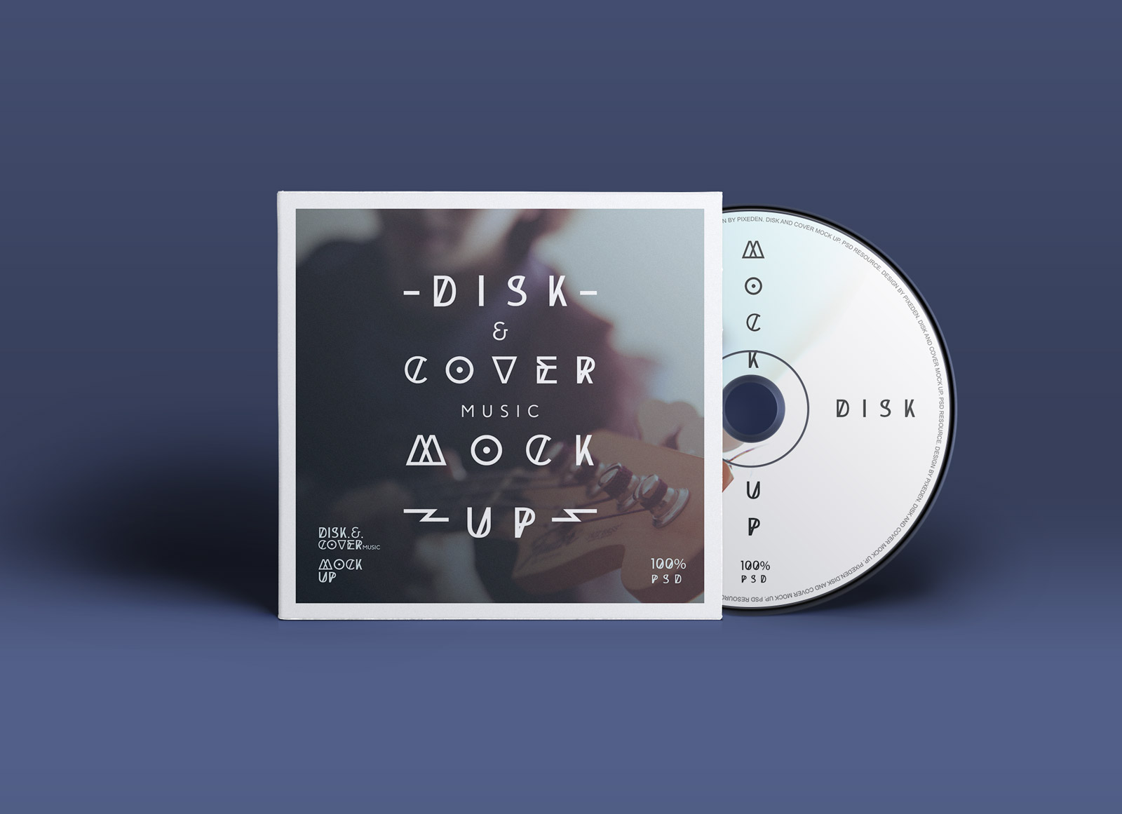 CD -Disk und Album Cover Titel Mockup