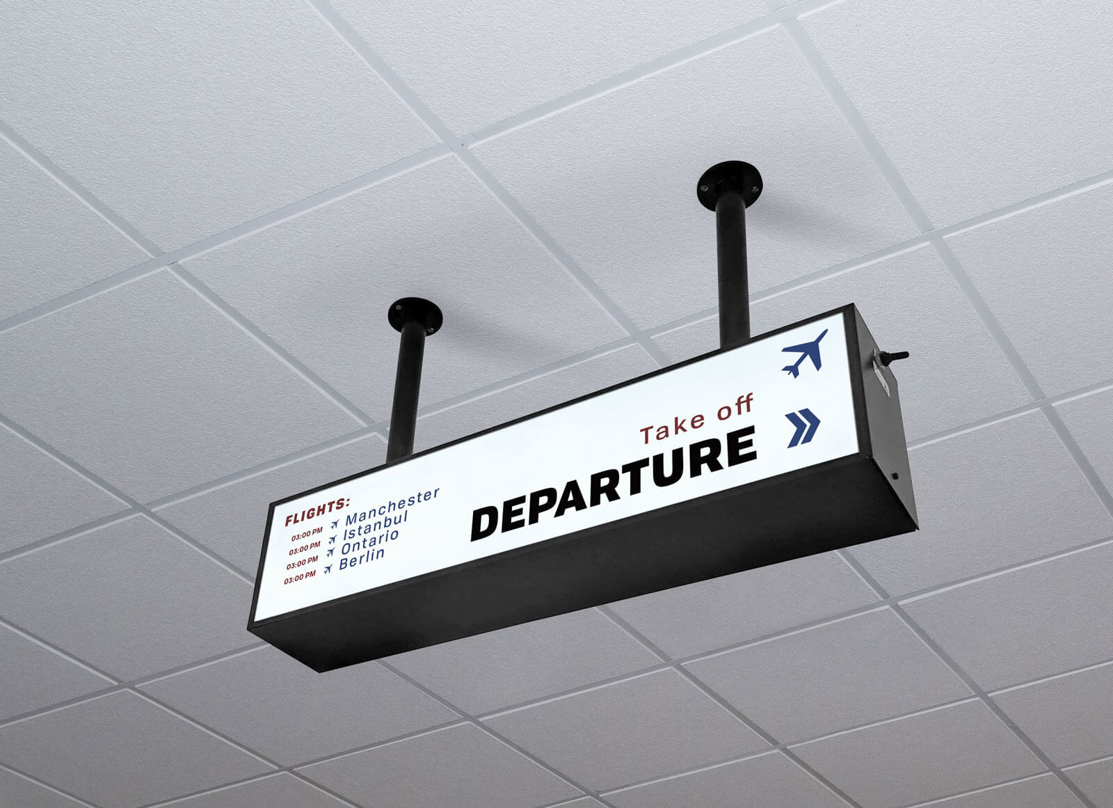Maqueta de señalización del aeropuerto de llegada / salida