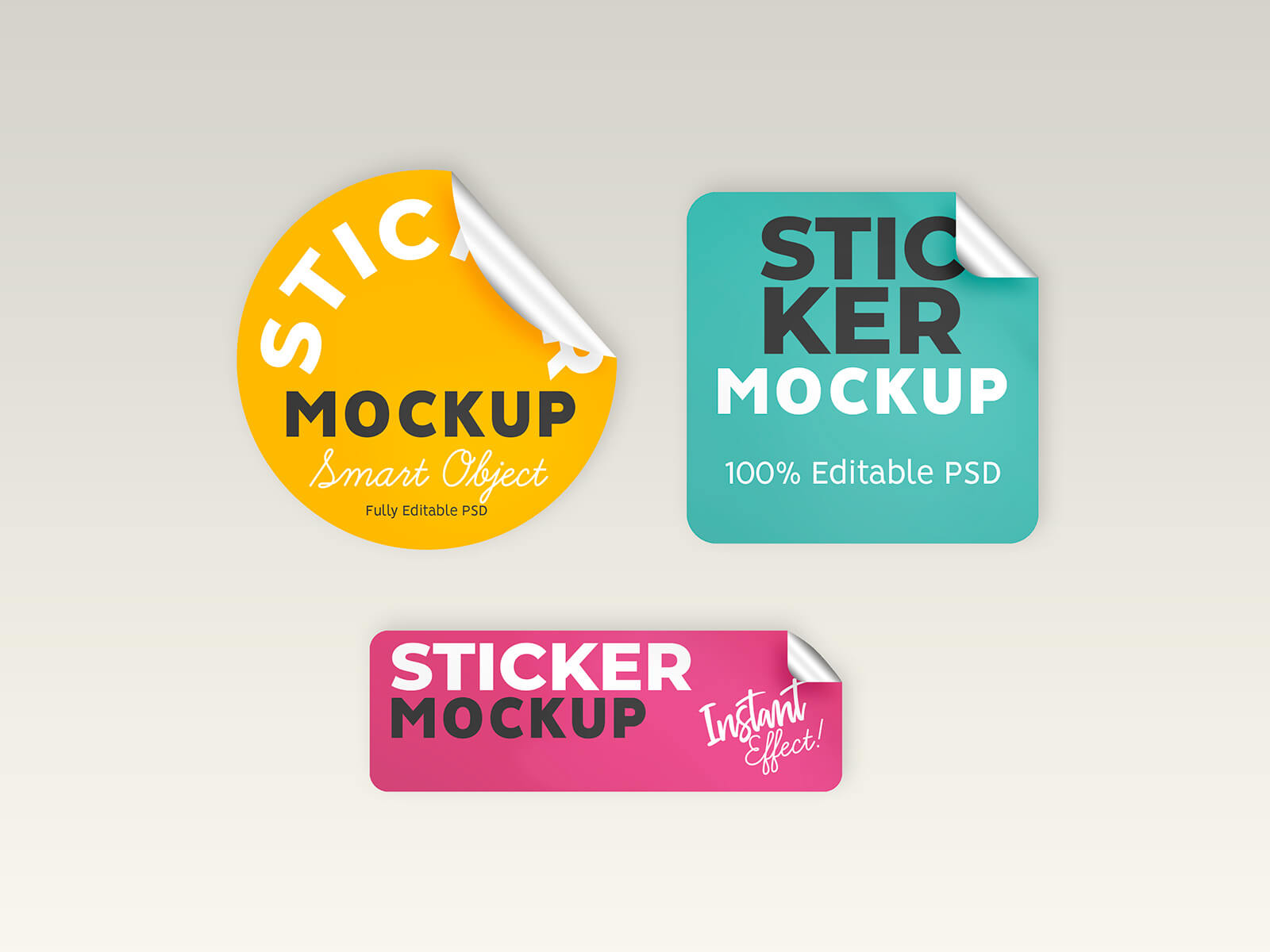 Circle, Square & Rectangle Sticker Mockup