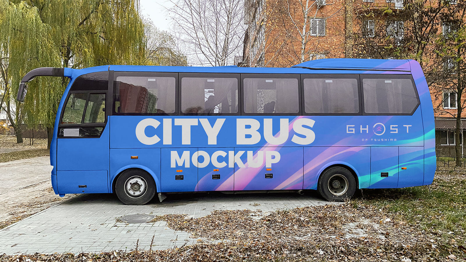 Mockup de marca de vehículos de autobús metropolitano de la ciudad