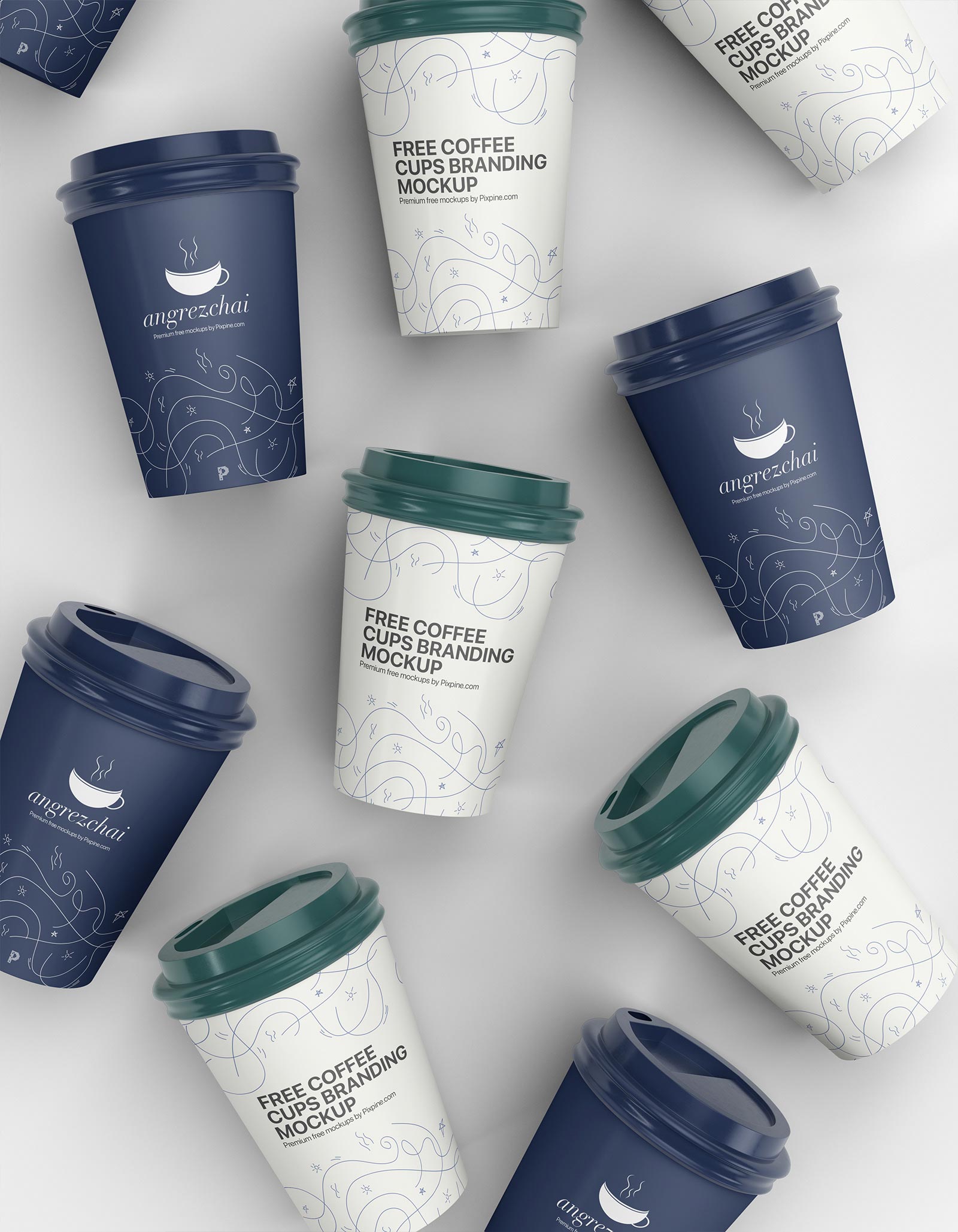 Maqueta de composición de tazas de café