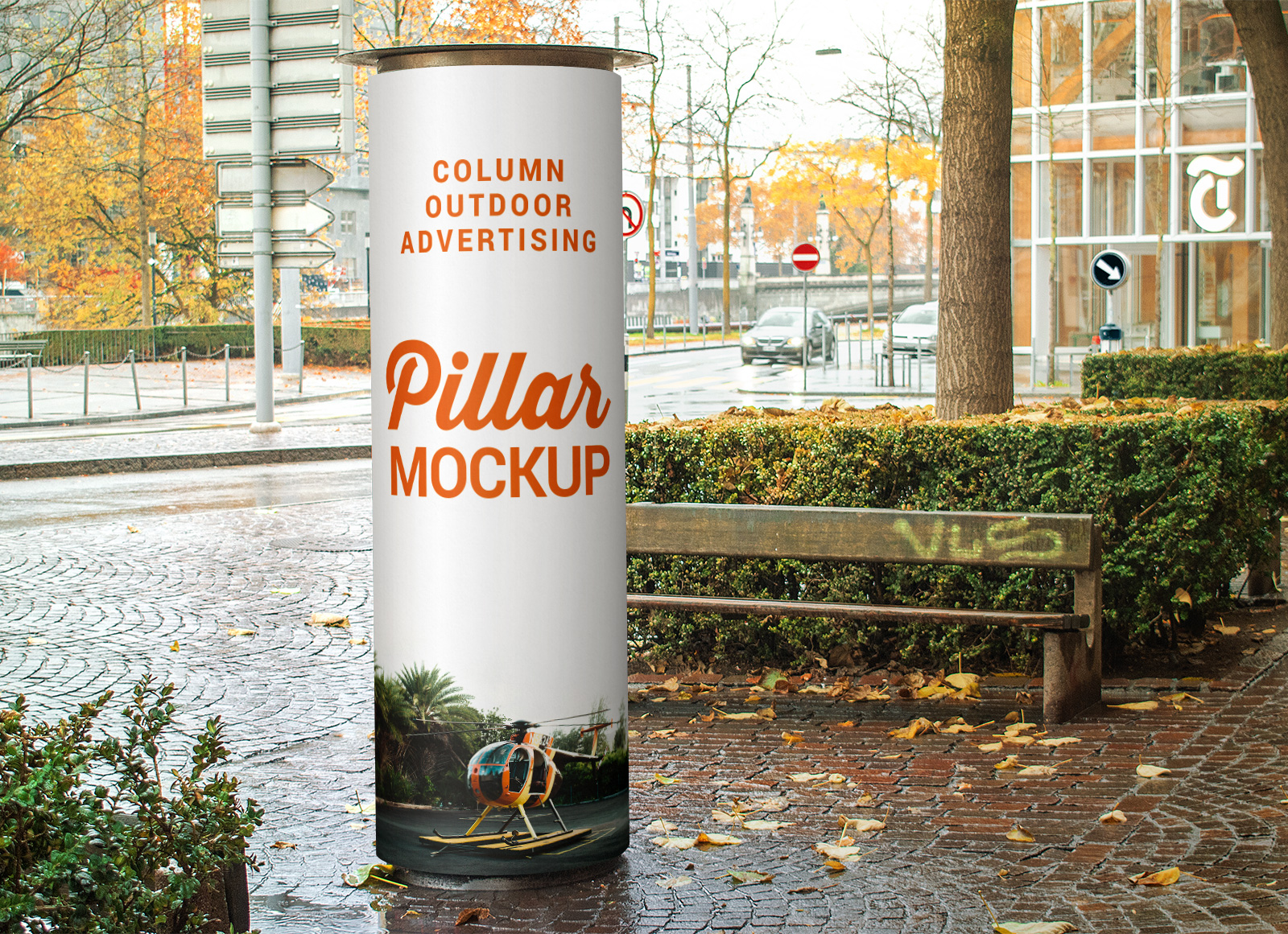Kolumne Outdoor -Werbe -Säulen -Mockup