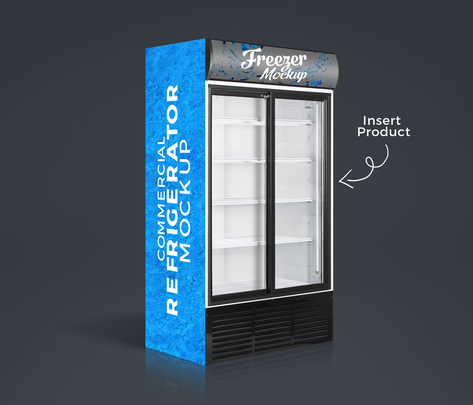 Commercial Refrigerator, Cooler / Freezer Mockup with Product Insertion