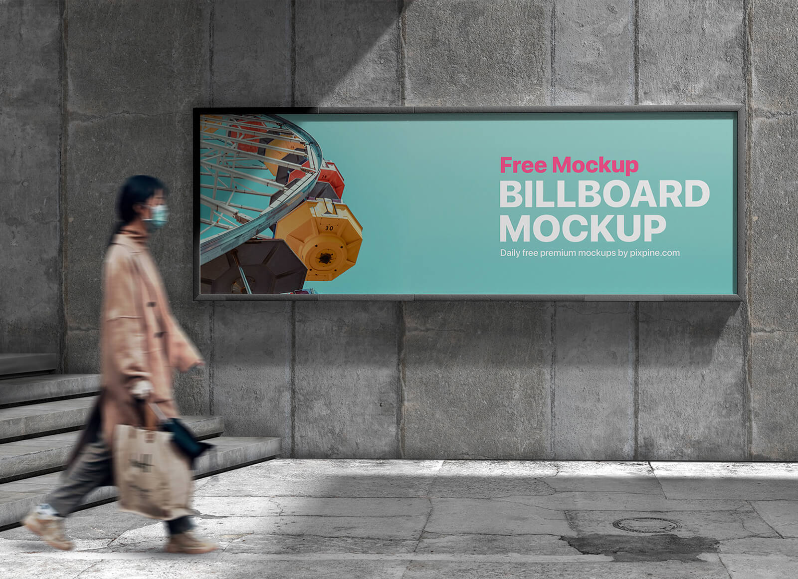 Concrete Street Wall Billboard Mockup