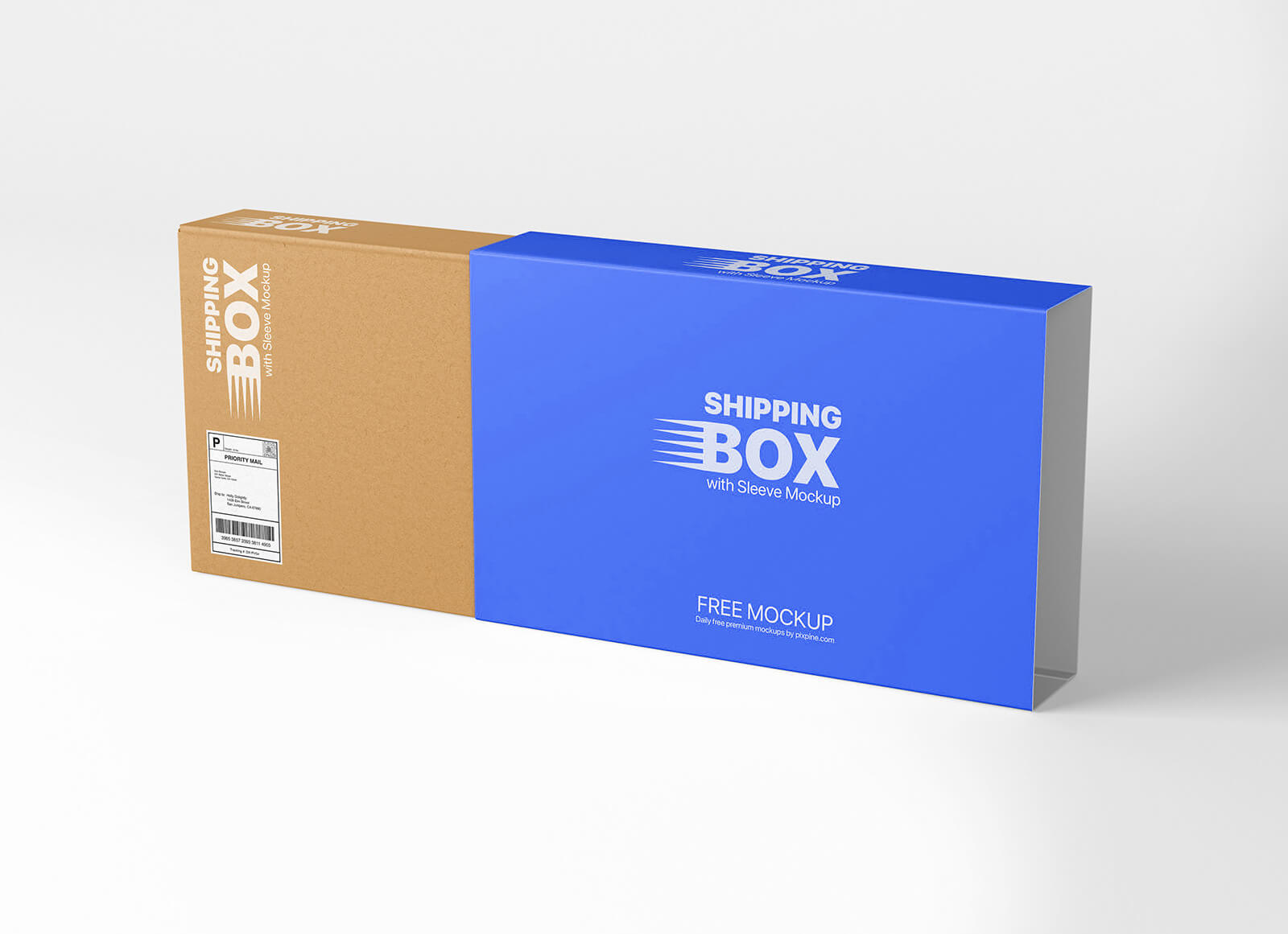 Corrugated Shipping Mailer Box With Sleeve Mockup