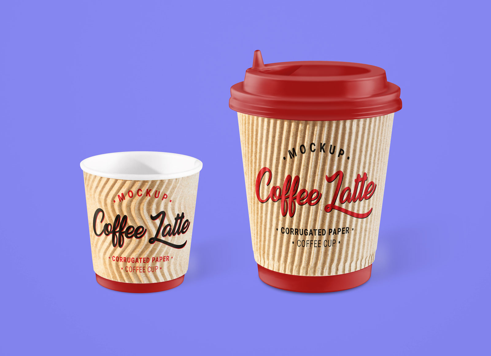 Набор макетов кофейной чашки с гофрированными рукавами