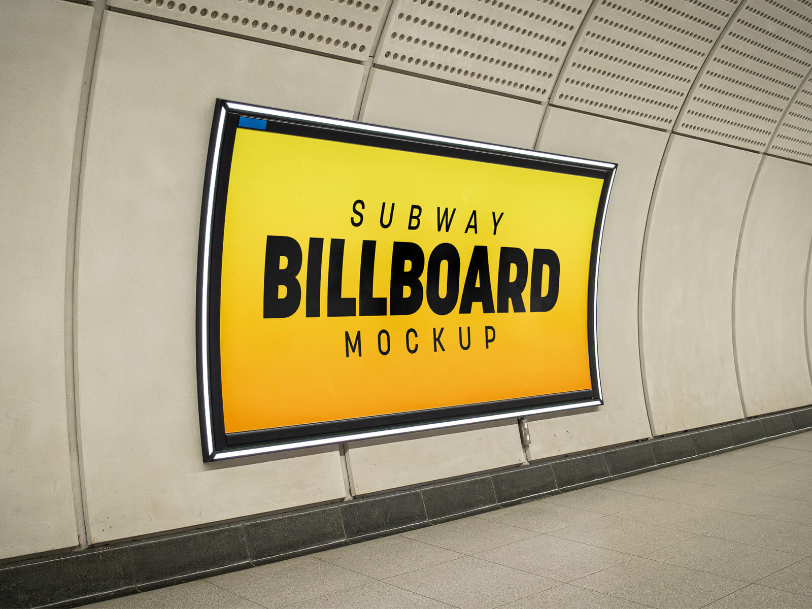 Изогнутый макет рекламного щита метро