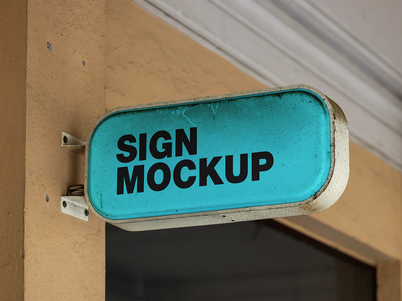 Schmutziger Mockup mit staubbezogenem Schild