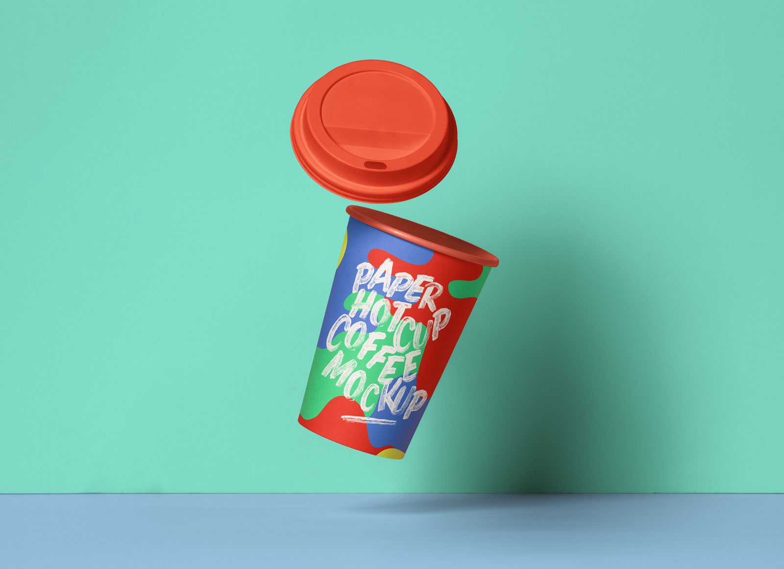Floating Paper Coffee Cup Mockup