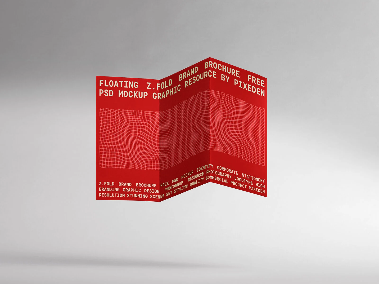 Maqueta de folleto flotante plegable en Z