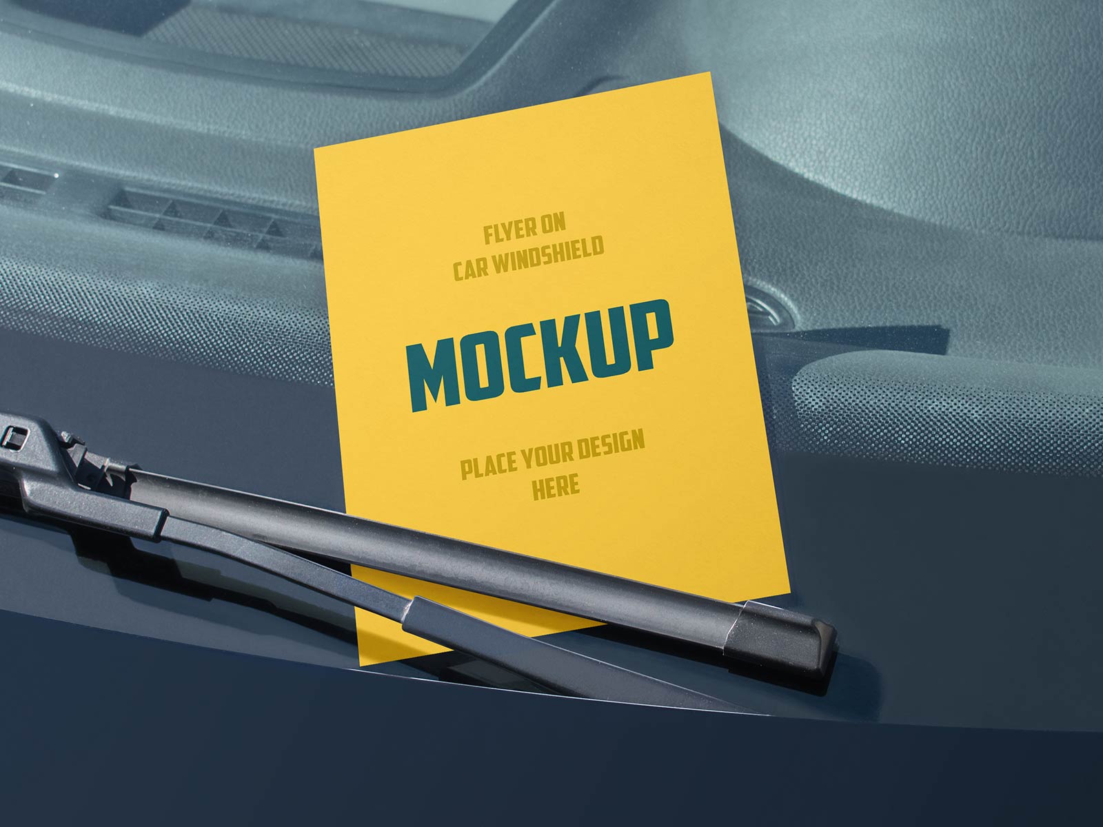Flyer On Car Windshield Mockup