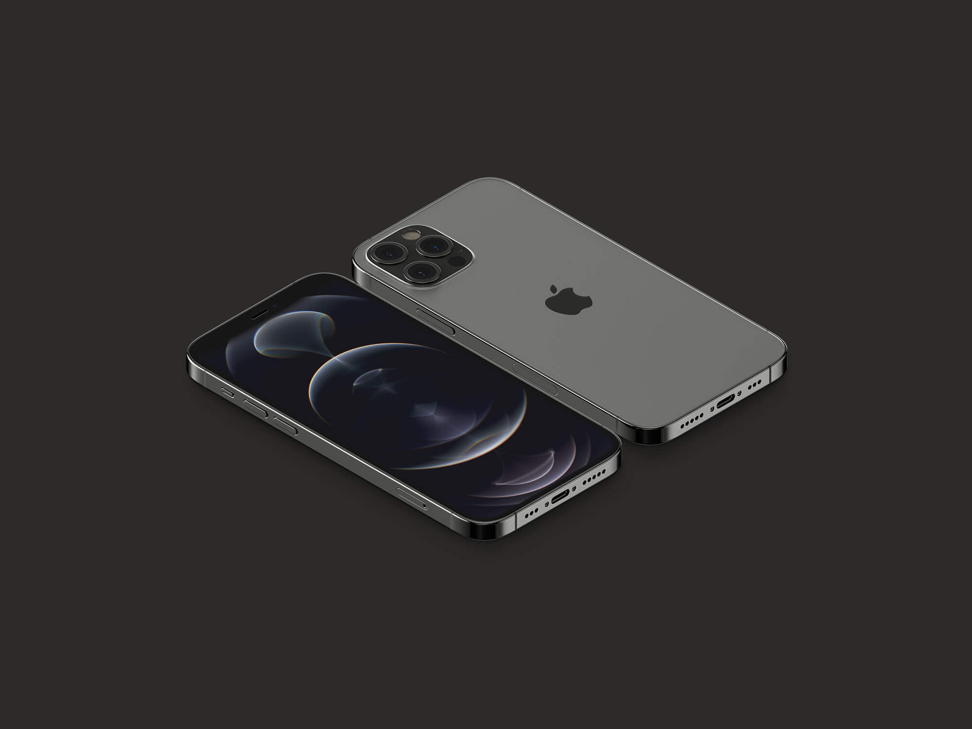 Front & Back 3D рендерированный iPhone 12 Pro Mockup