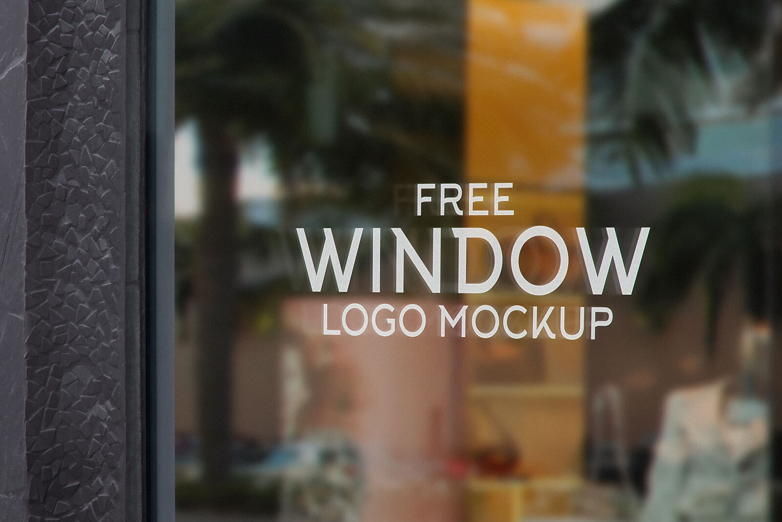 Glasgeschäftsfenster Beschilderung Logo Mockup Set