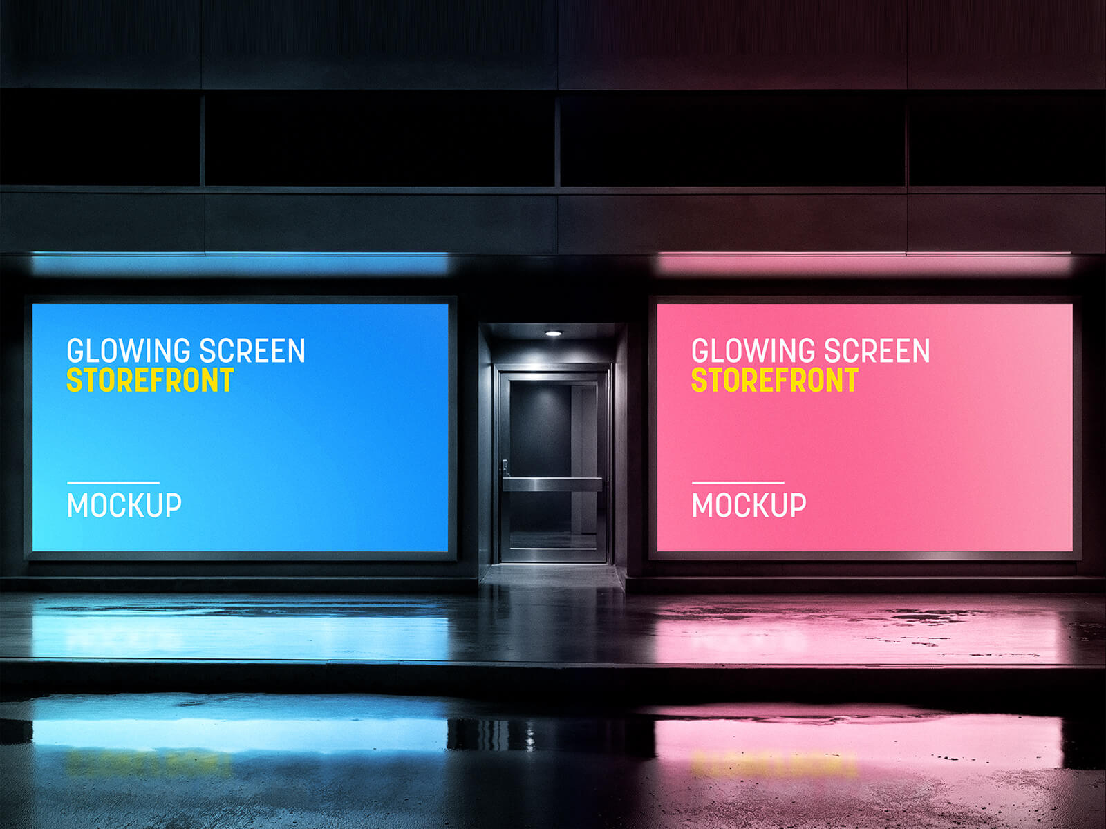 Glowing Digital Screen Storefront Window Mockup