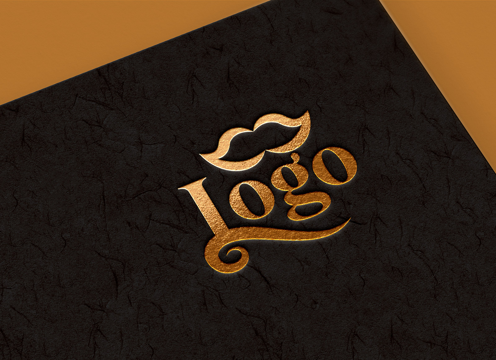 Maquette de logo en feuille d'or sur carte texturée