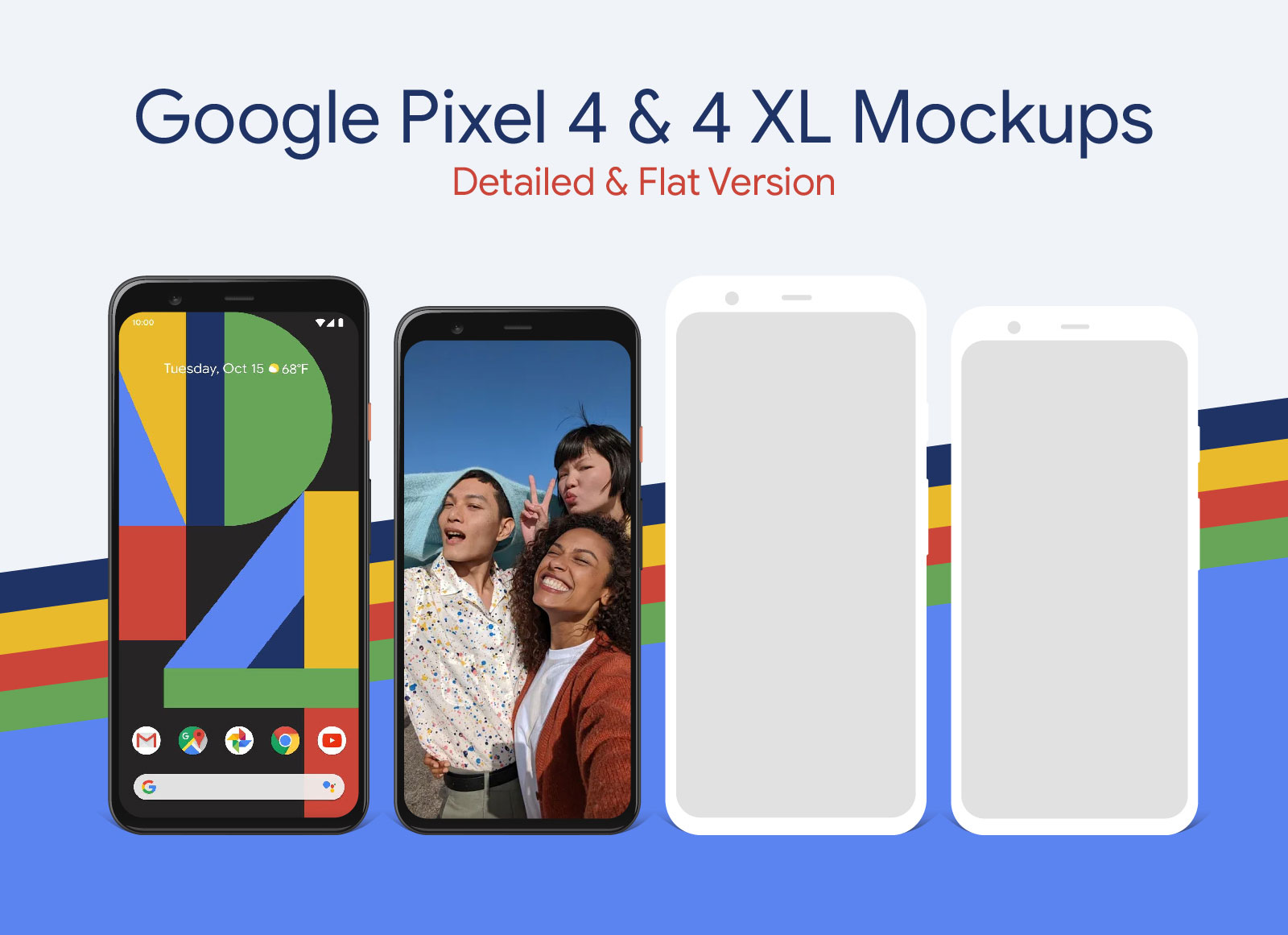Google Pixel 4 и 4 XL Mockup & AI