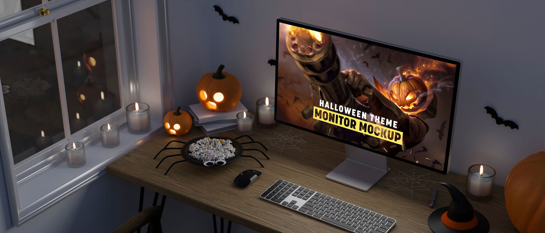 Maqueta de monitor de temas de Halloween