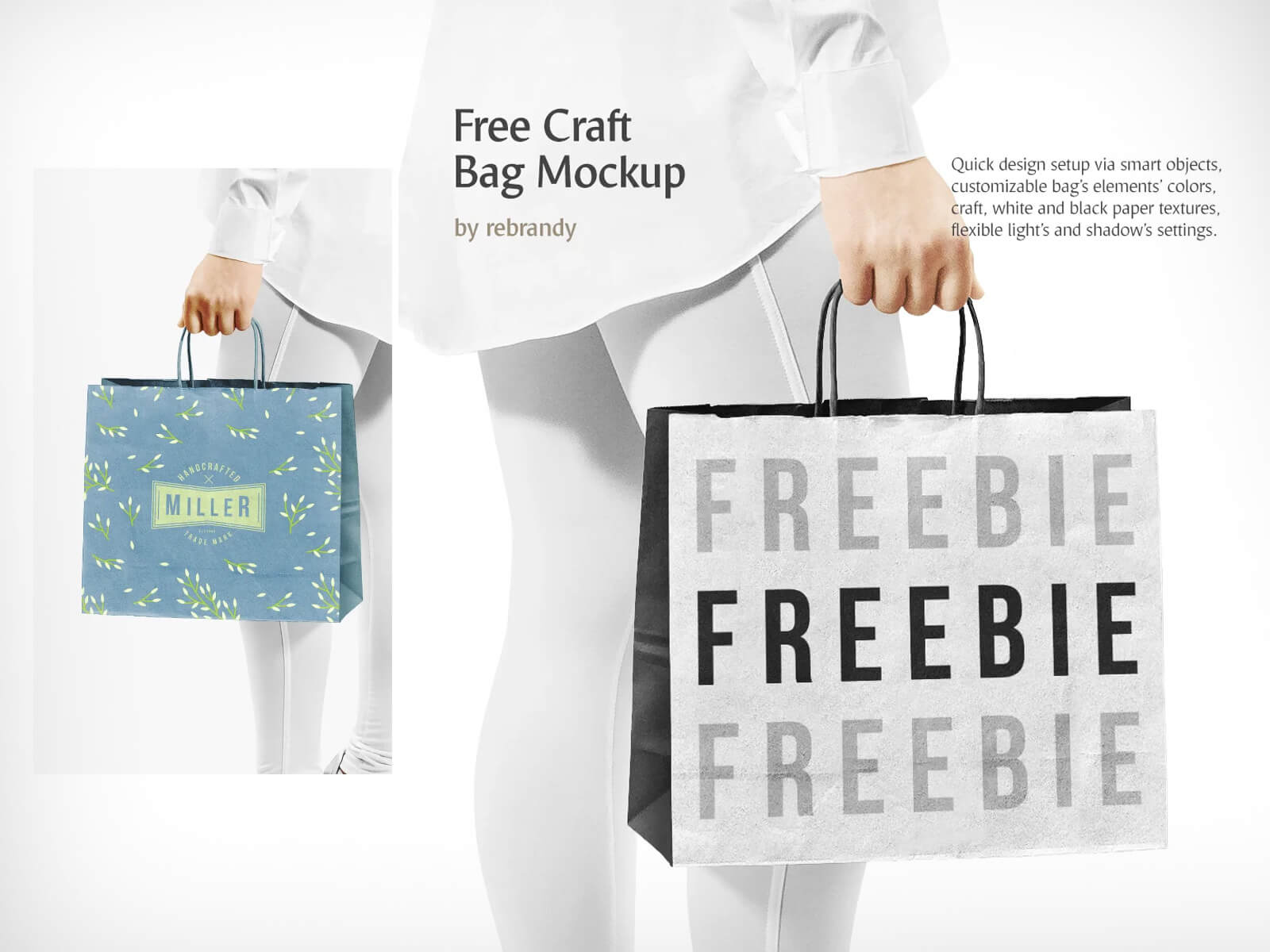 Hand Holding Brand Paper Shopping Bag Mockup
