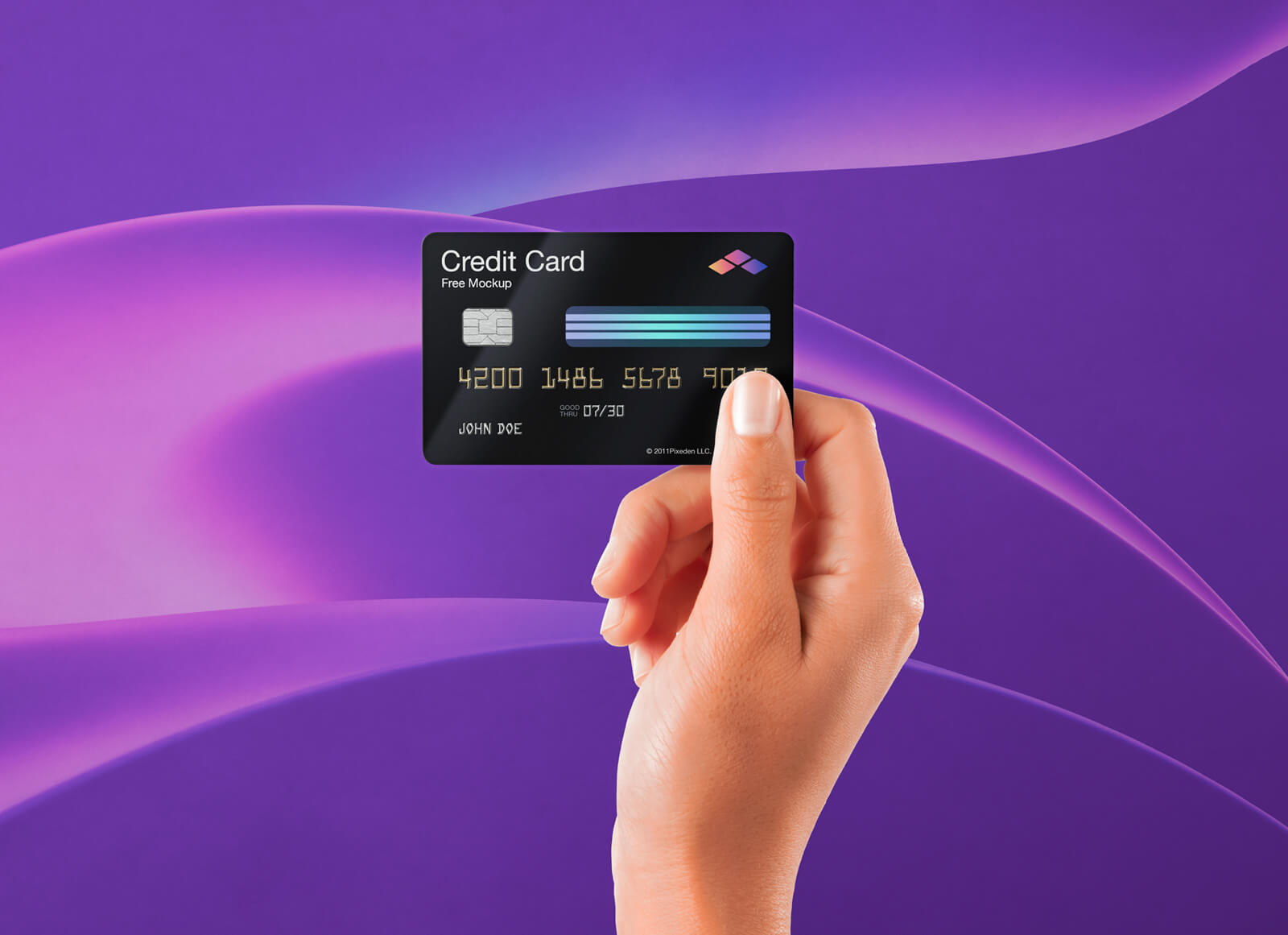 Mockup de carte de crédit maintenant à la main