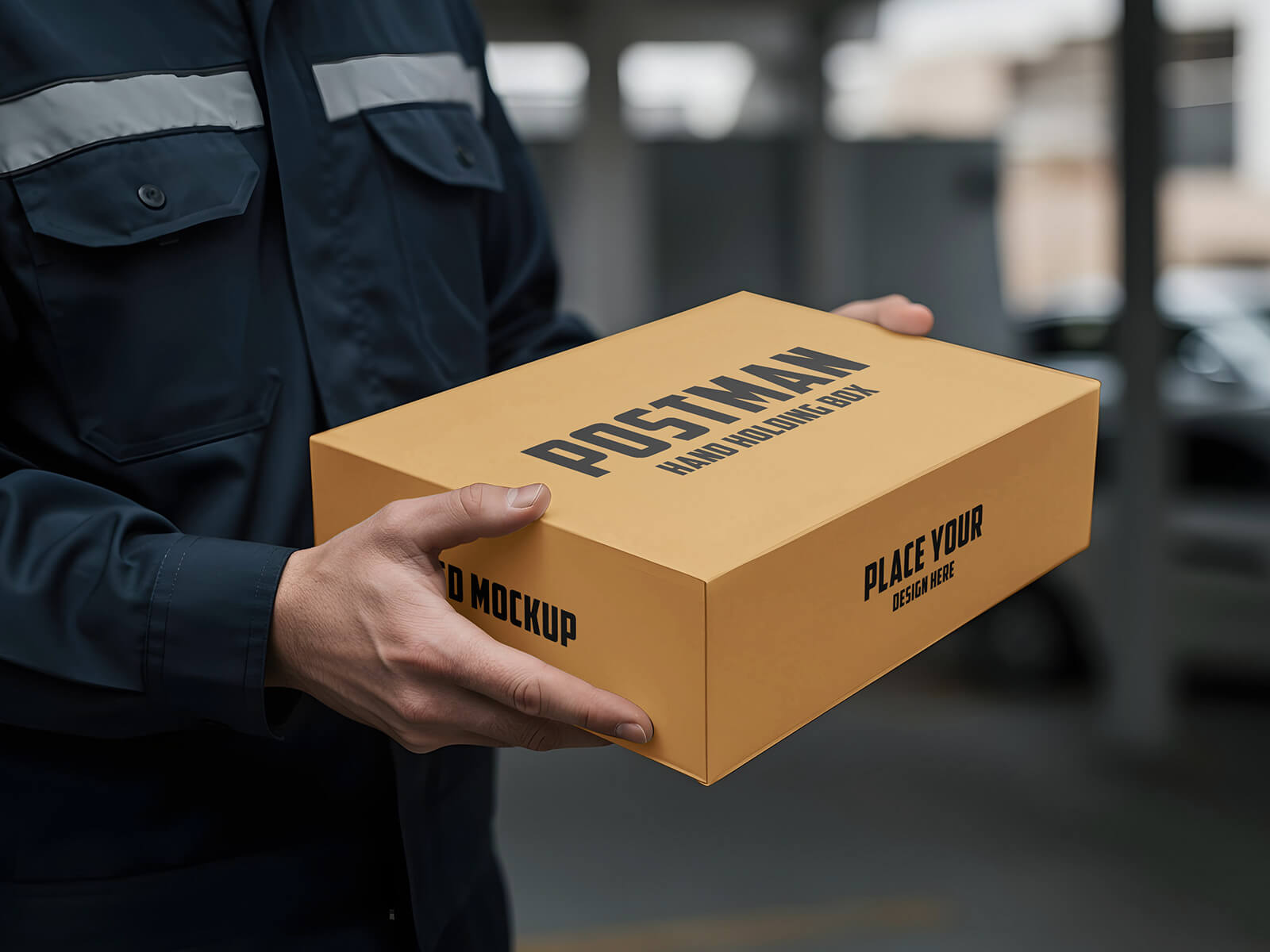 Maqueta de caja de entrega de mano