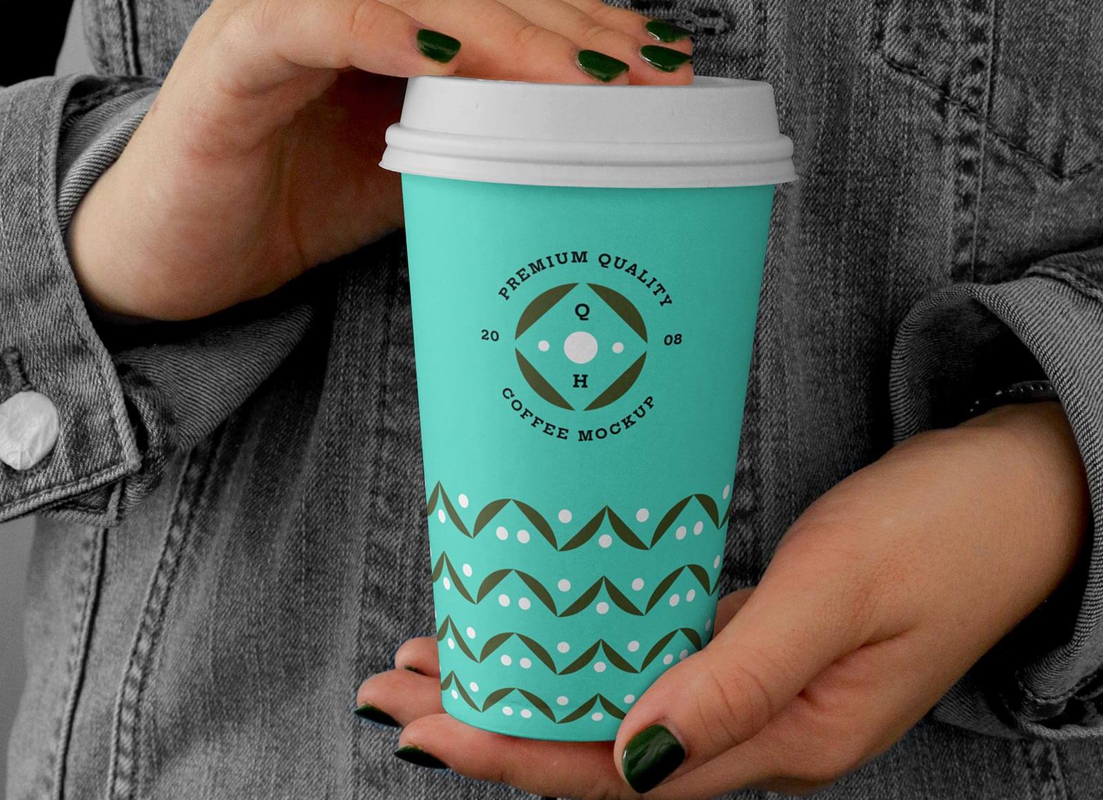 Hand Holding Large Coffee Cup Mockup