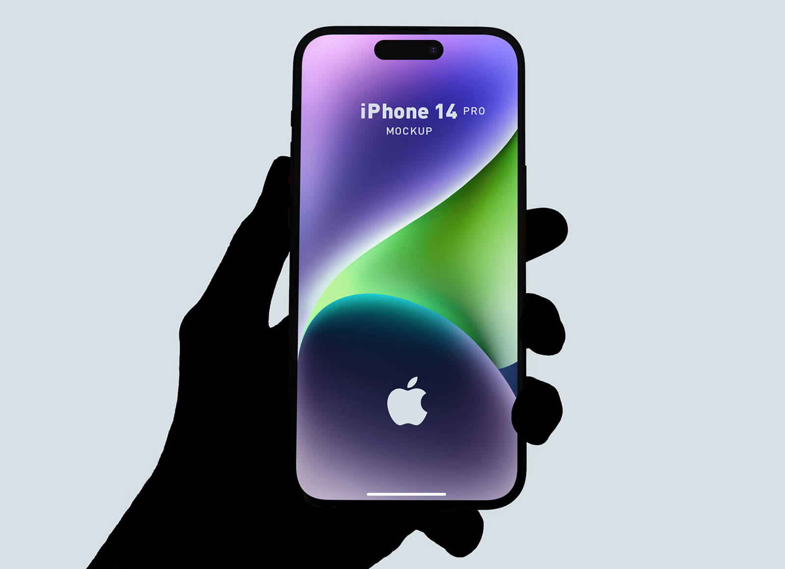 Hand Holting Silhouette iPhone 14 Pro Mockup