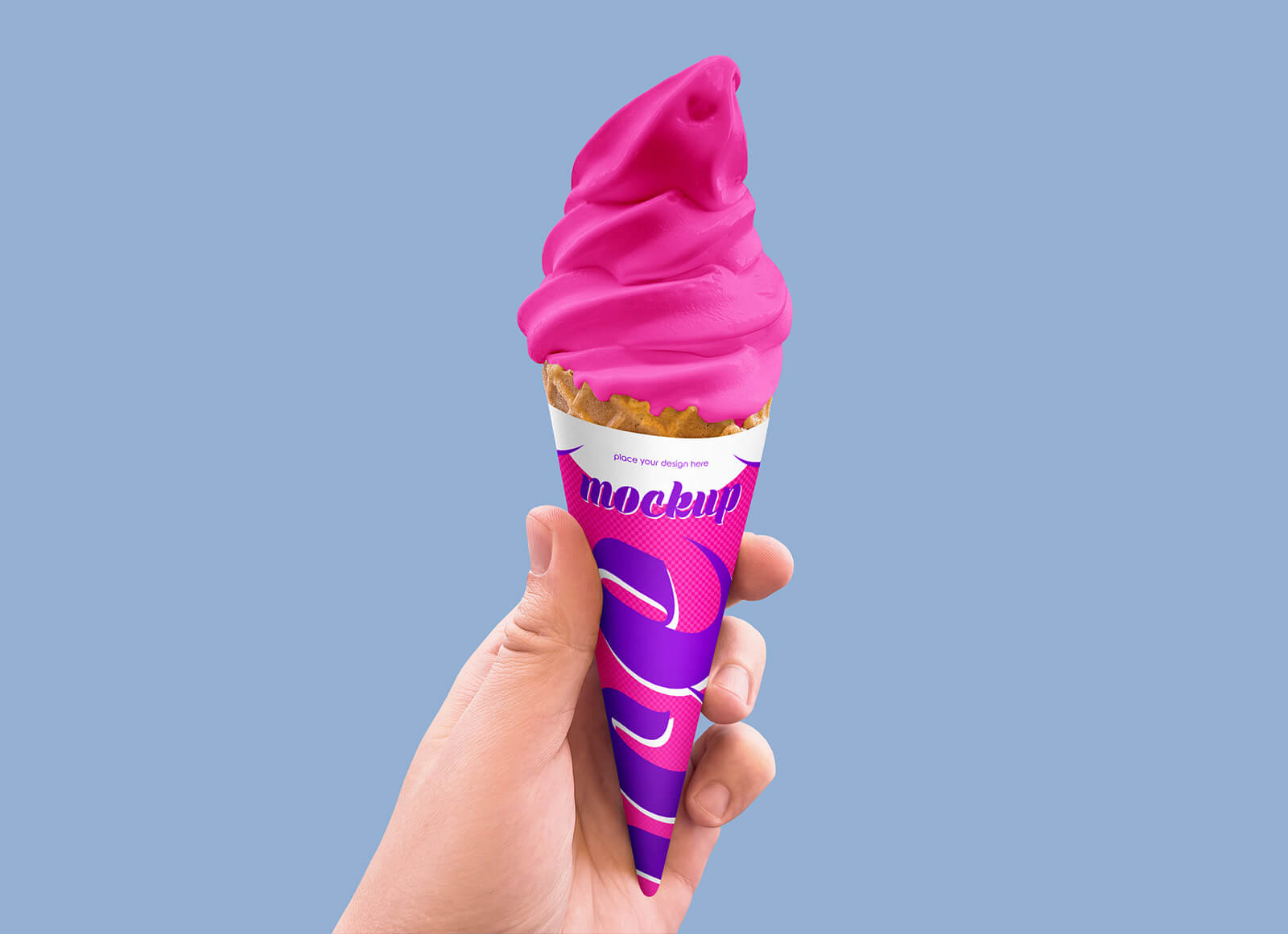 Maqueta de cono de helado de mano