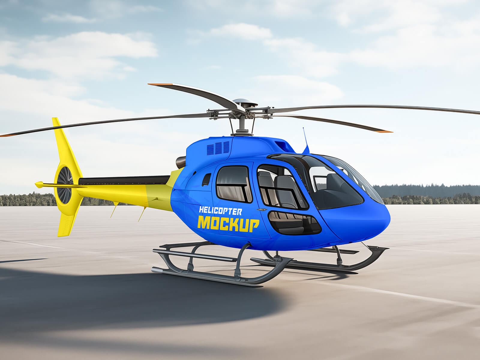Aérien publicitaire Helicopter Branding Mockup