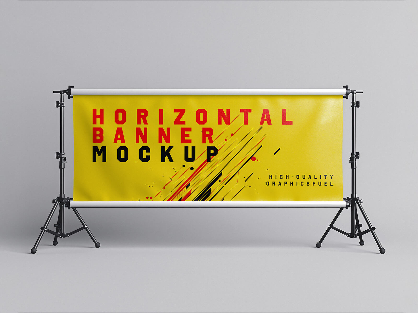 Height Adjustable Step & Repeat Advertising Banner Mockup