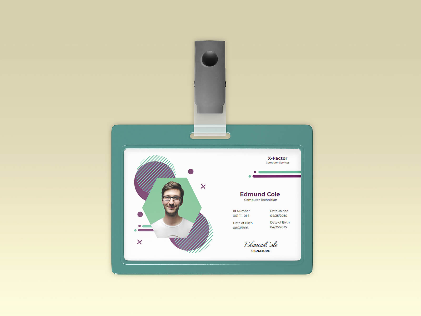 ID Card With Holder Clip Mockup Set