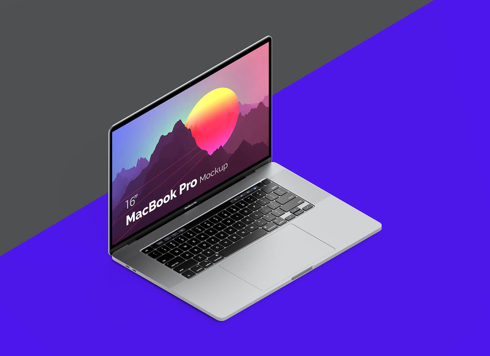 Isometric 16 дюймов Apple MacBook Pro 2020 Mockup