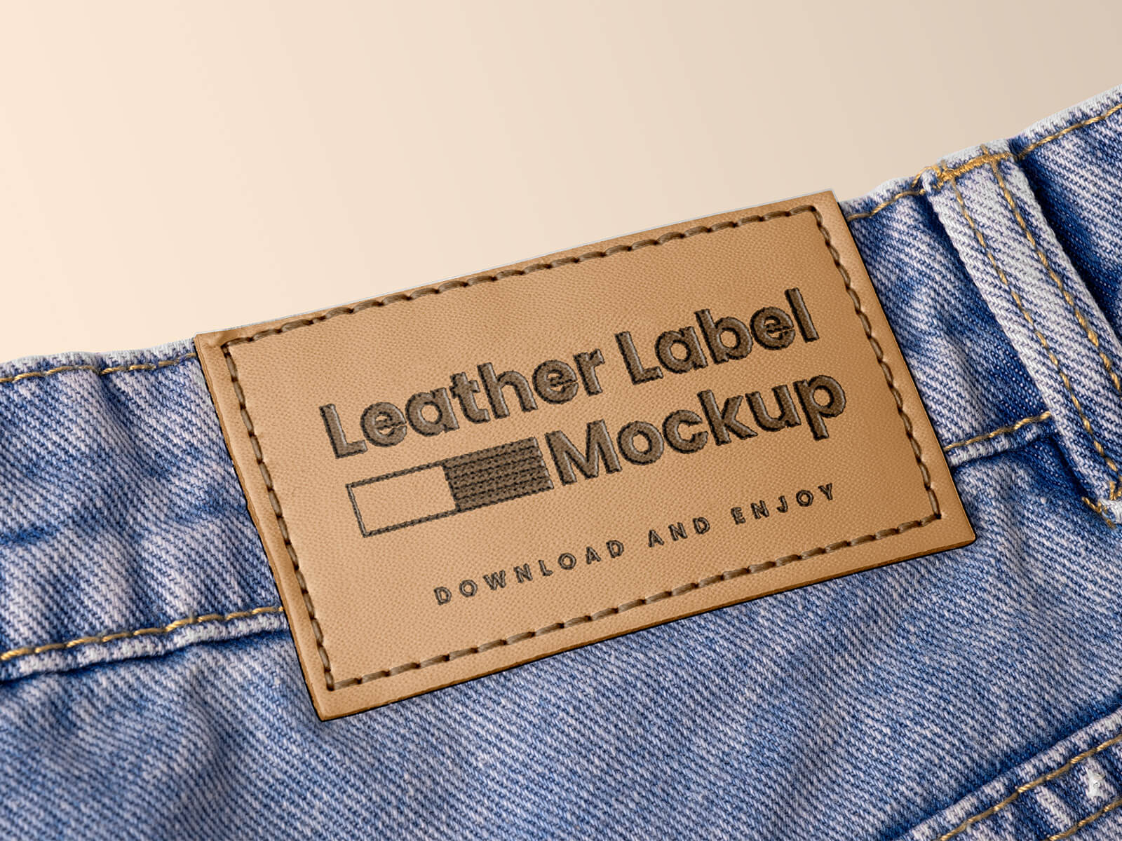 Maquette de logo en patch en cuir pour jeans