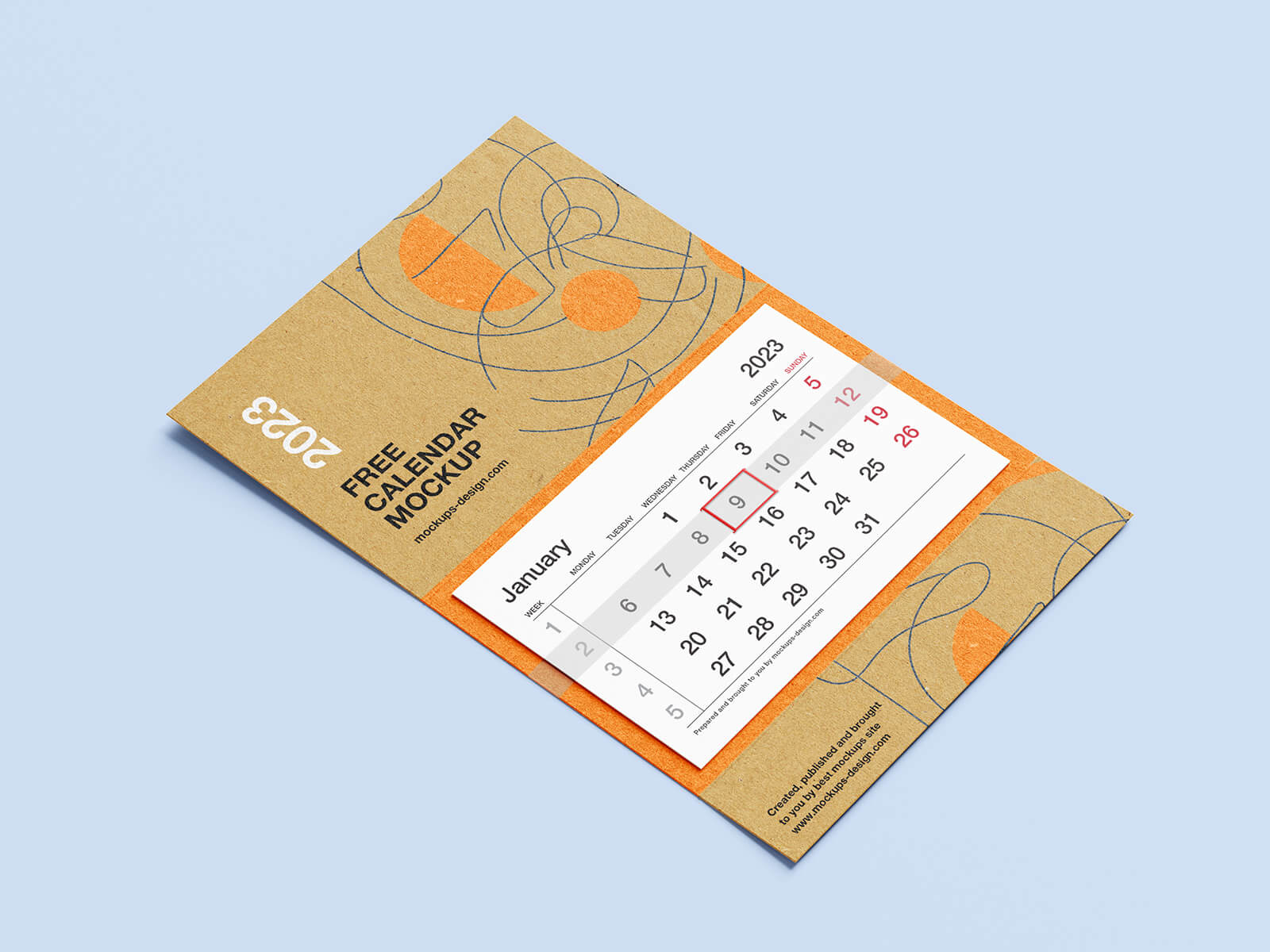 Kraftpapierwandkalender 2023 Mockup