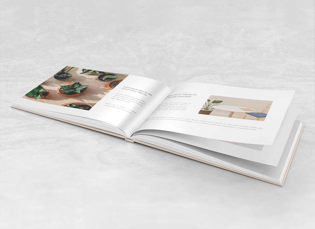 Landschaft Hardcover -Produkt Open Book Mockup