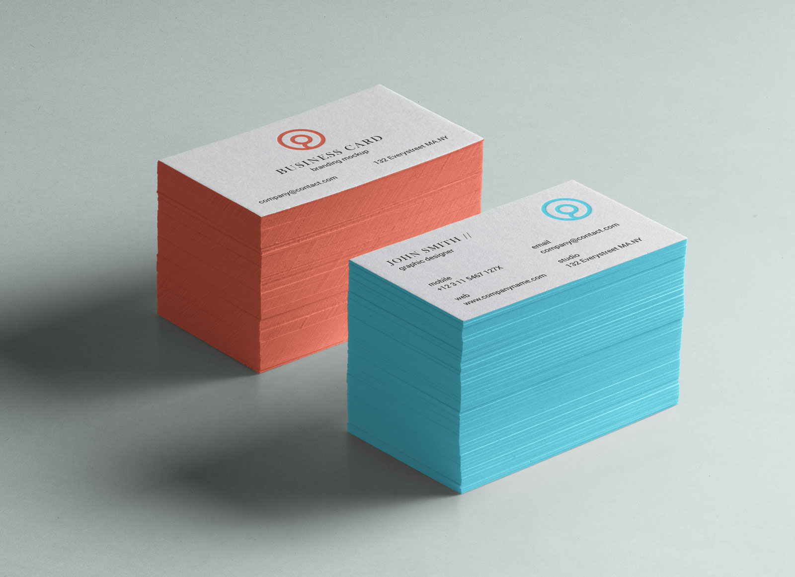 Letterpressed Business Card with Color Edge Mockup