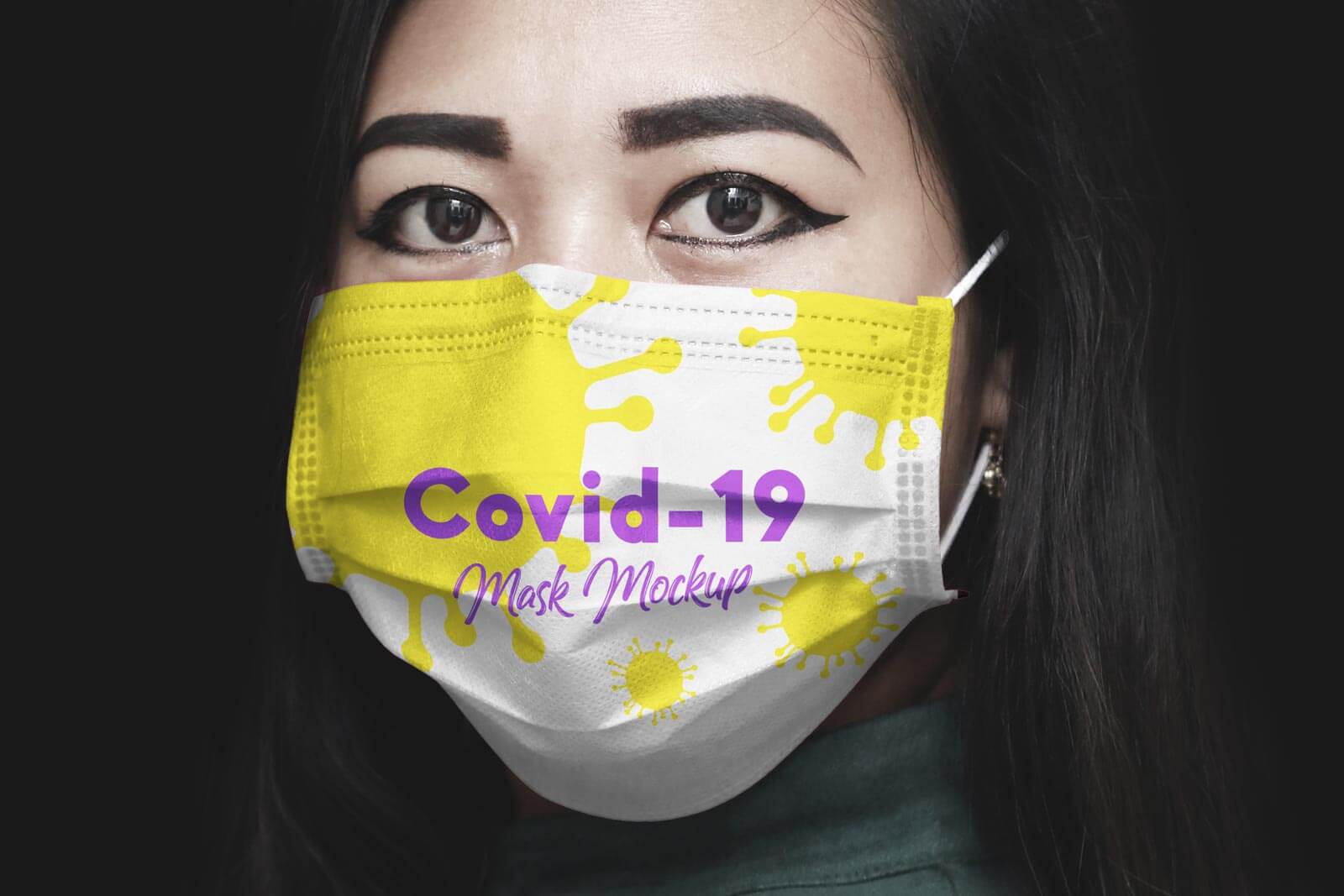 Girl Wearing Medical Face Mask Mockup