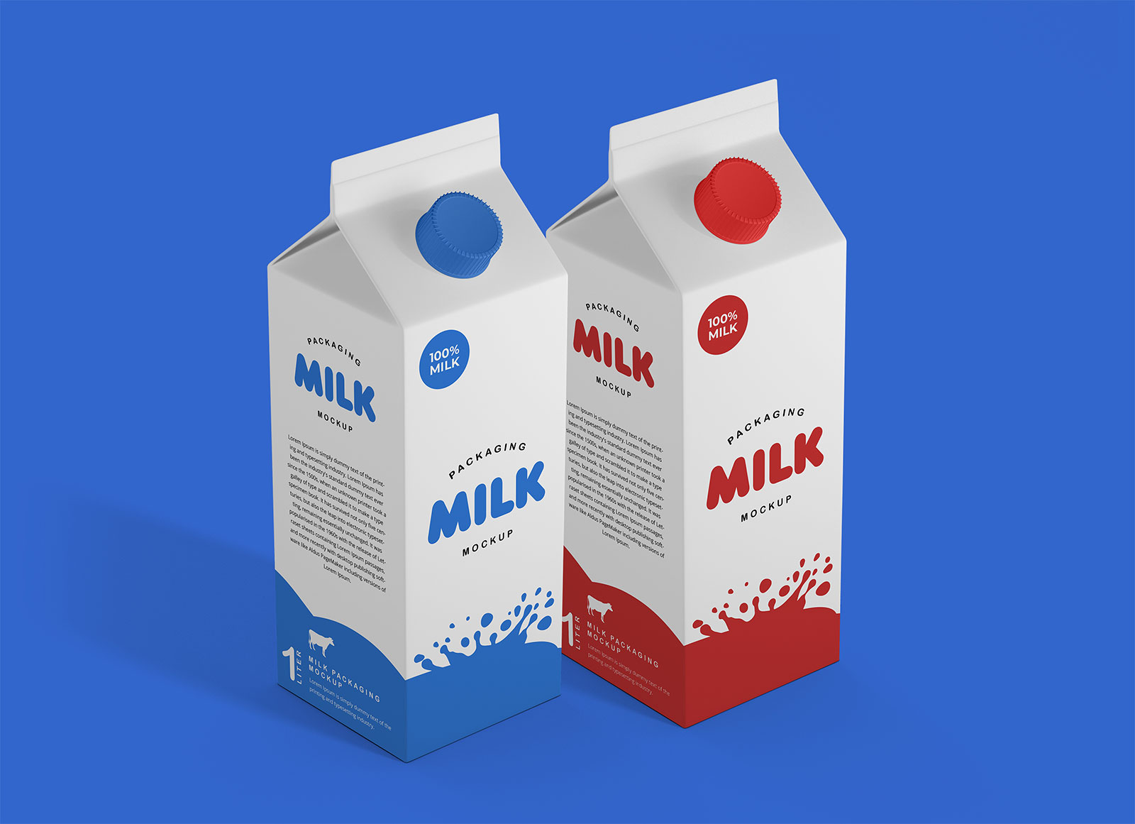 Maqueta de embalaje de caja de cartón de leche