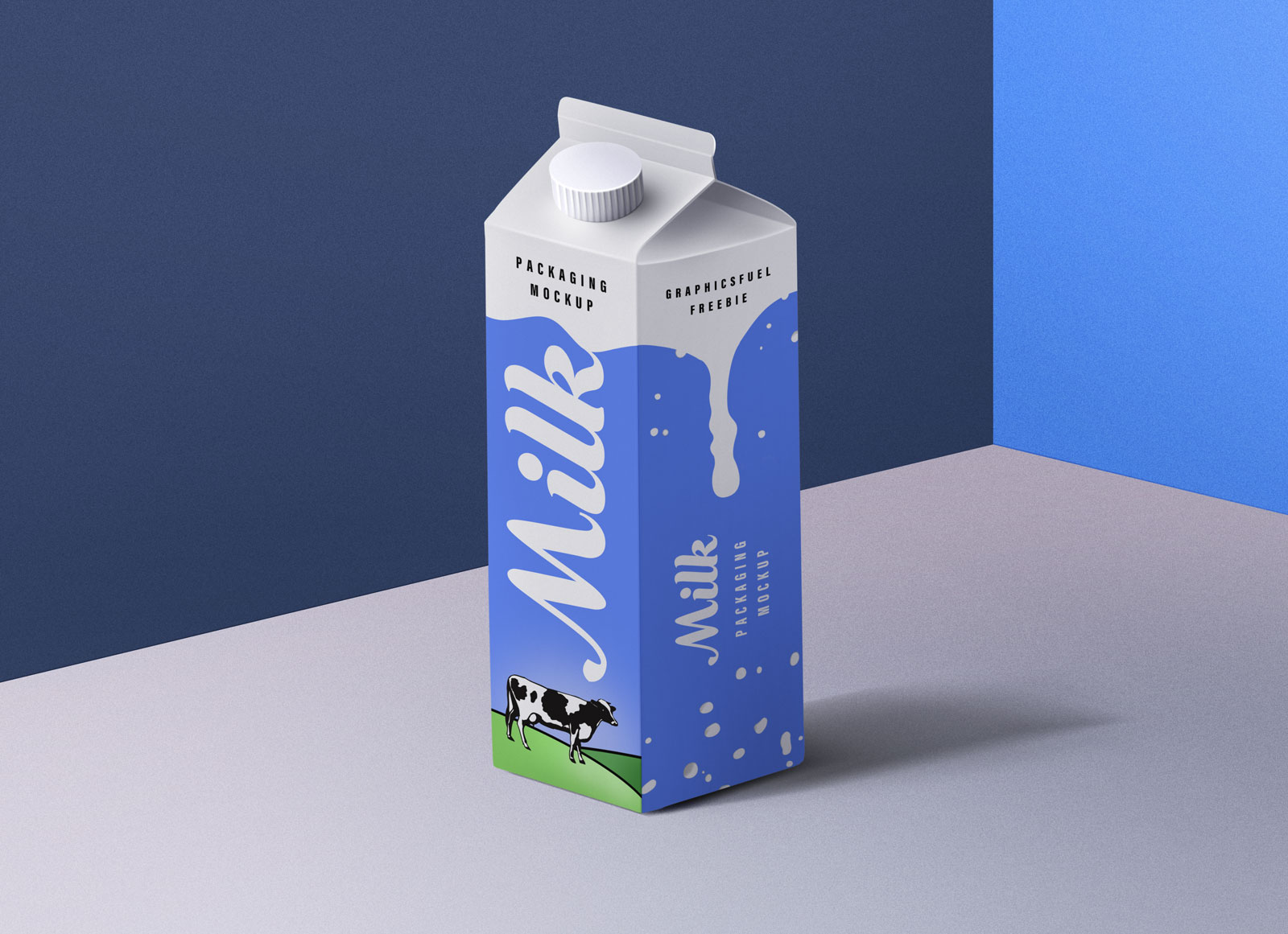 Maqueta de embalaje de caja de cartón de leche premium