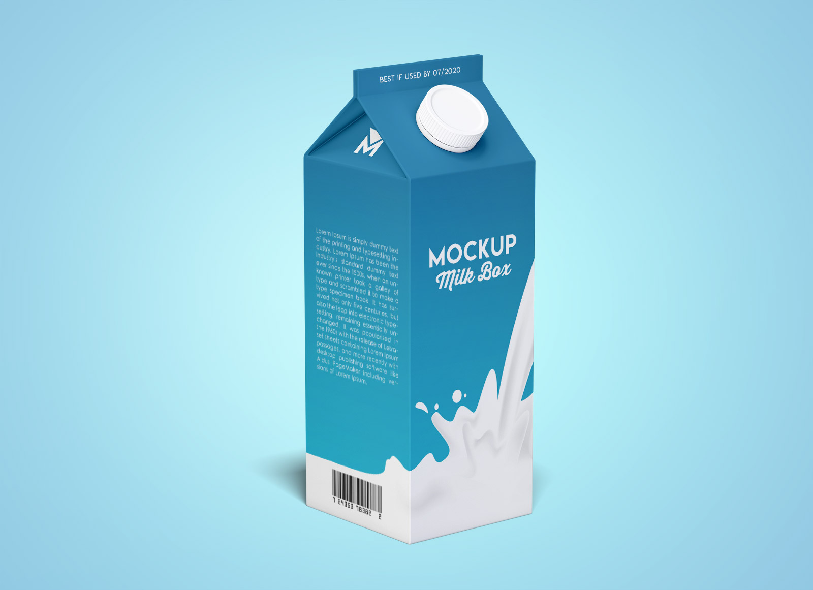 Maqueta de caja de cartón de leche / jugo