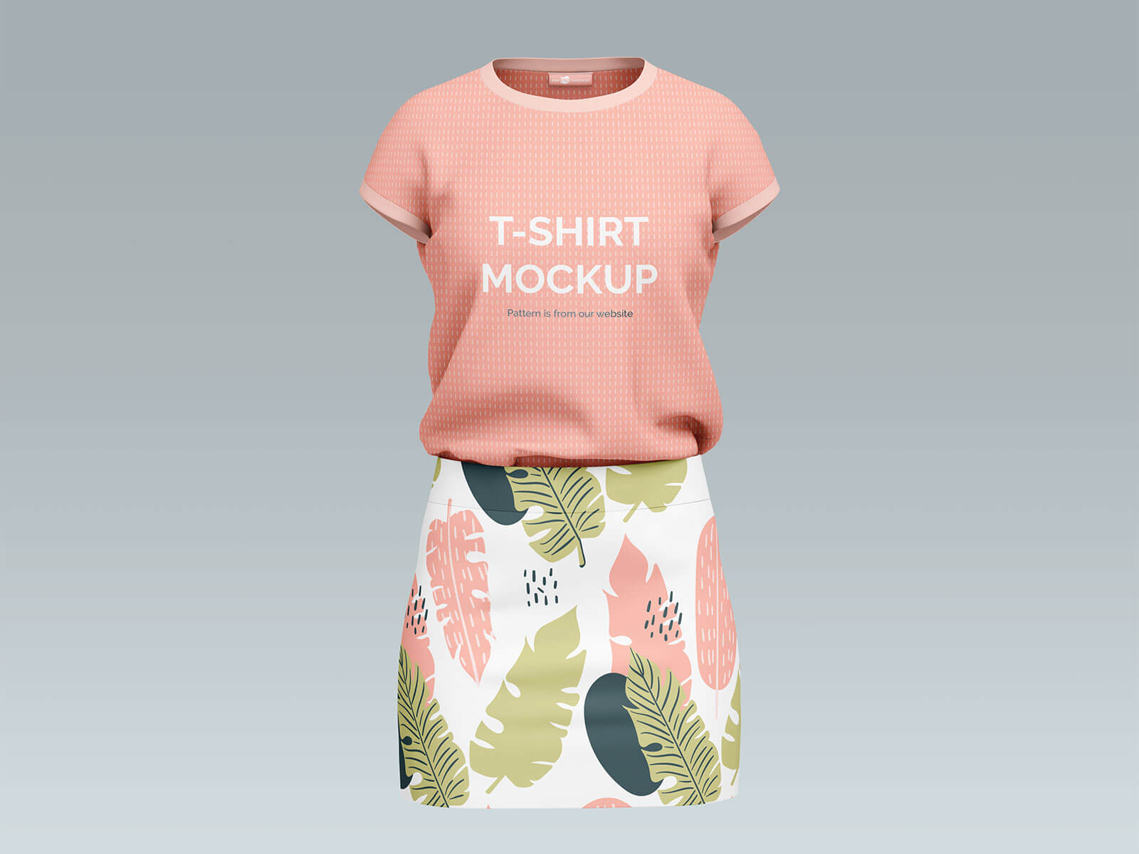 Minirock mit kurzem T-Shirt Mockup Set
