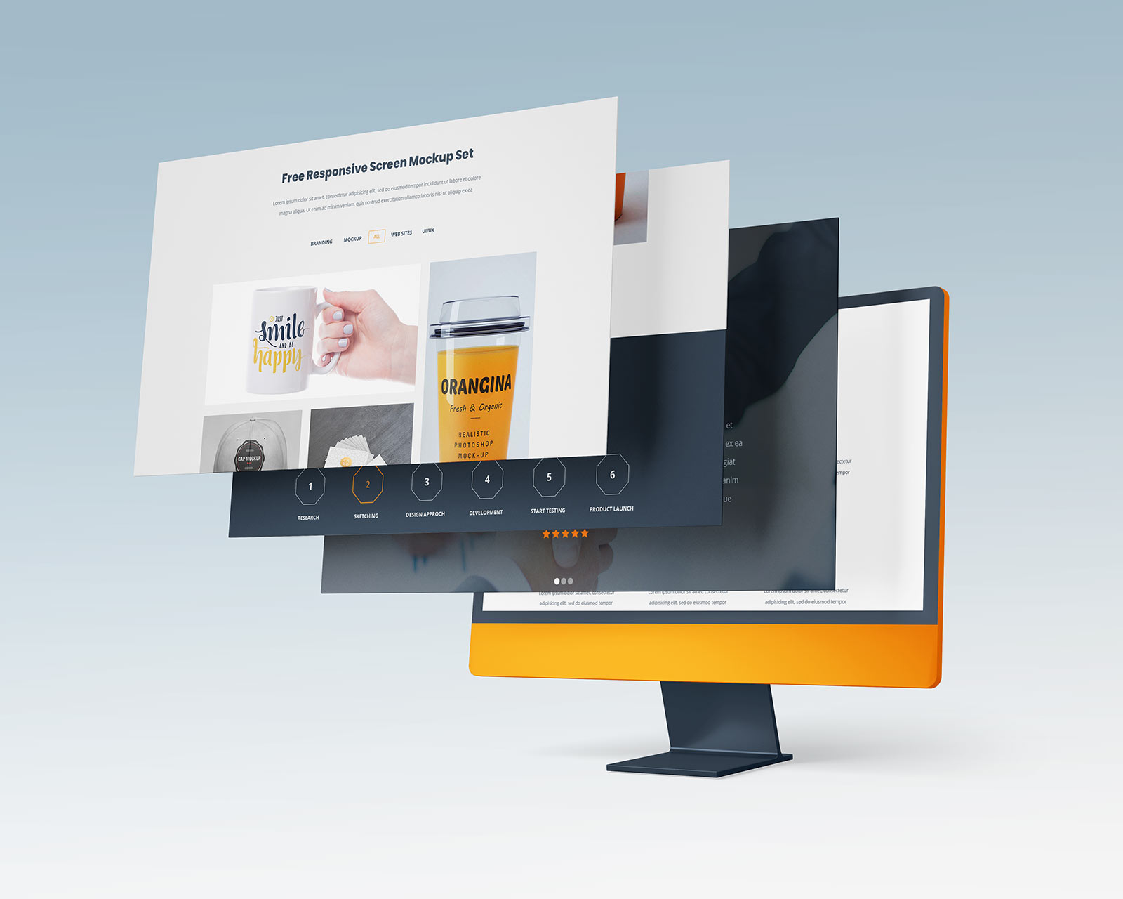 Mehrere Bildschirme Website Design Vorlage Mockup