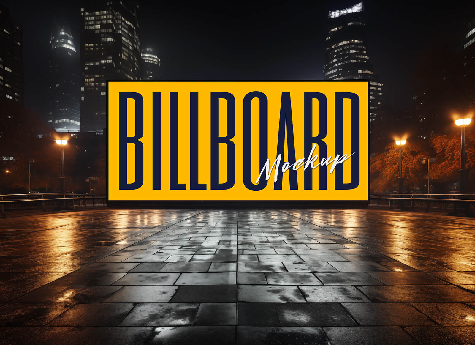 Billboard View Night Mockup