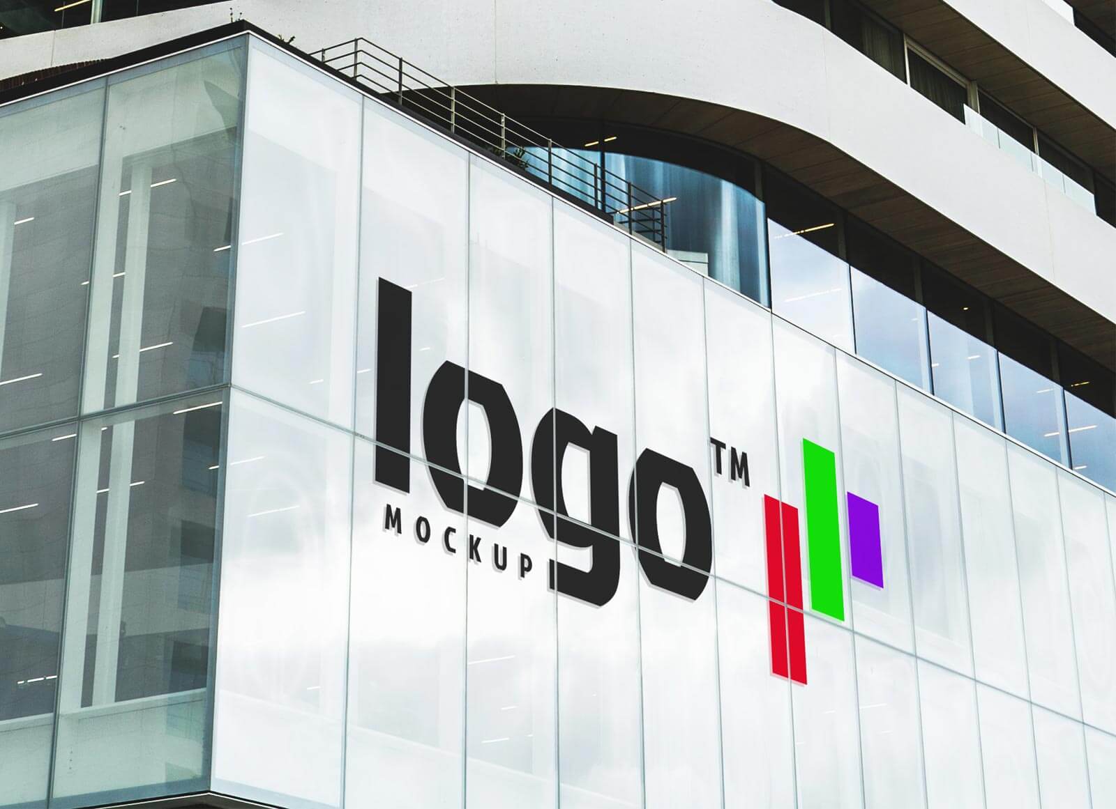 Mockup de logotipo de edificio de marca exterior de la oficina