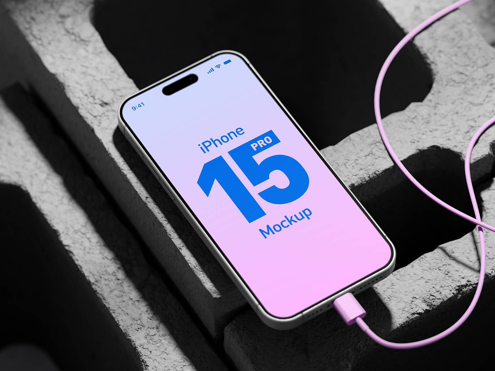 Auf dem Backstein iPhone 16/15 Pro Mockup