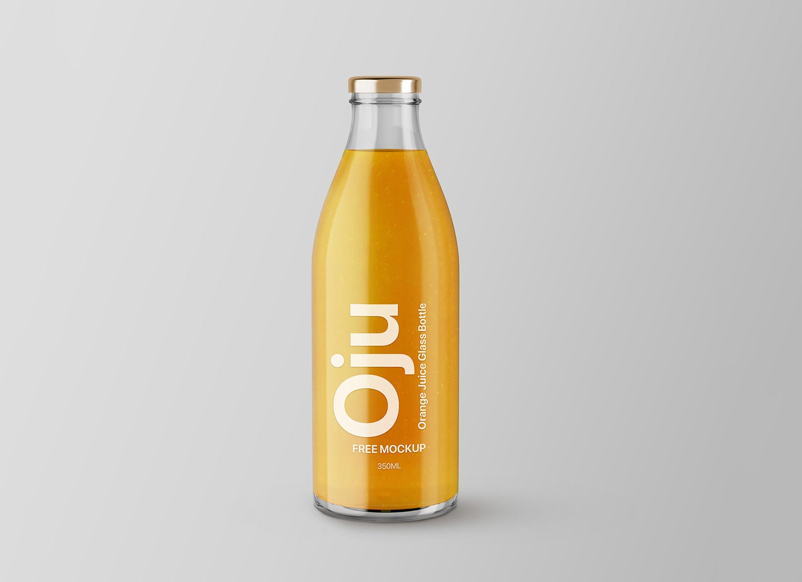 Оранжевый сок стеклянный макет бутылки