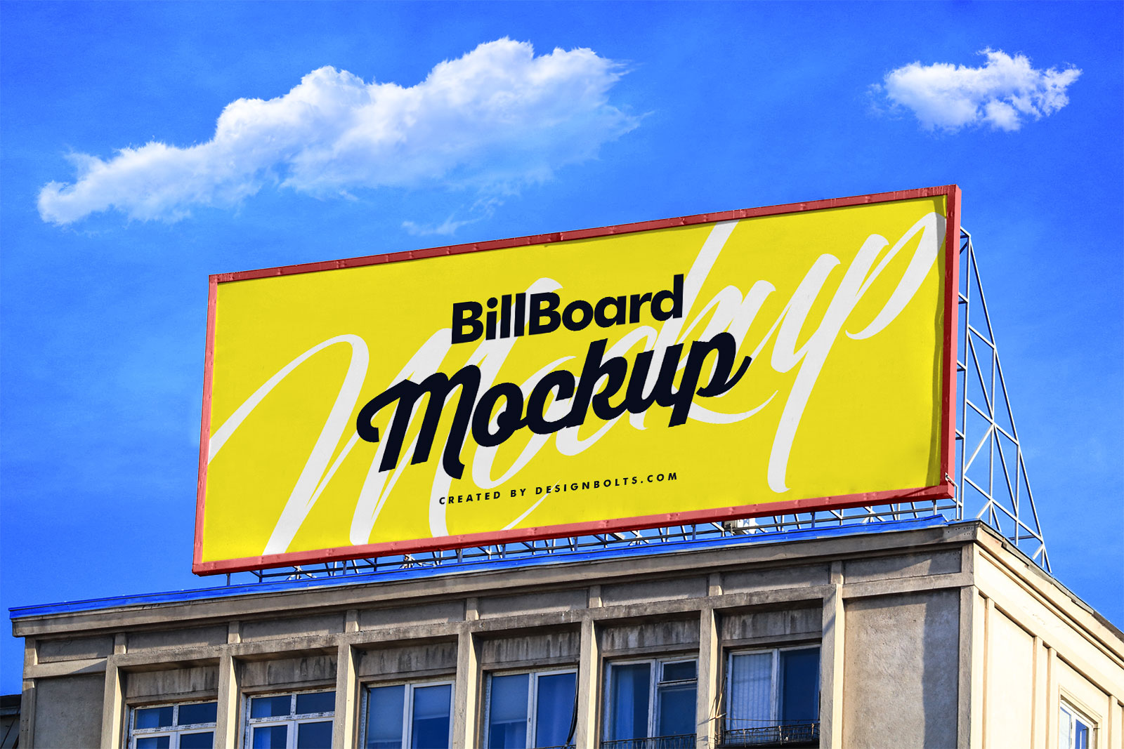 Outdoor Advertising Billboard on Building Mockup