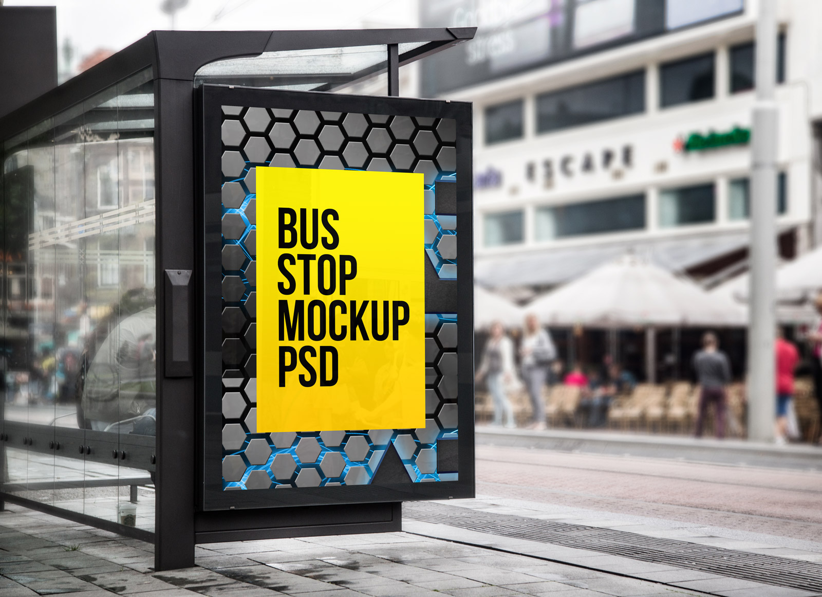 Mockup de parada de autobús publicitaria al aire libre
