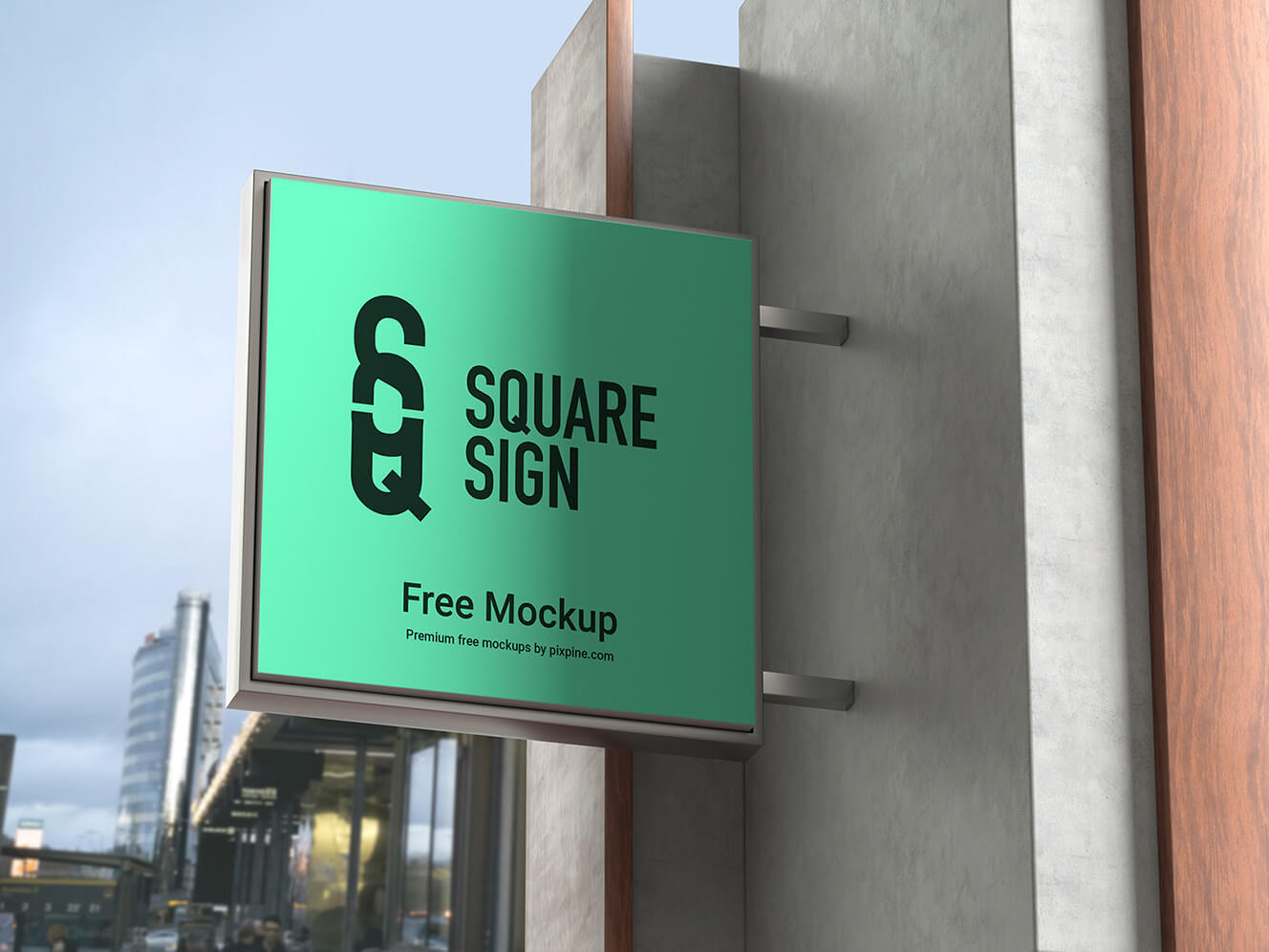 Outdoor Square Logo Sign Board Mockup