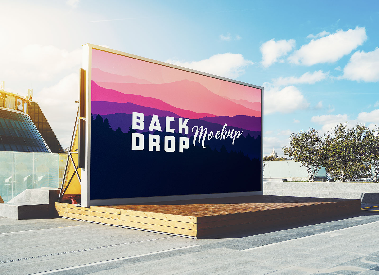 Outdoor Stage Backdrop Mockup