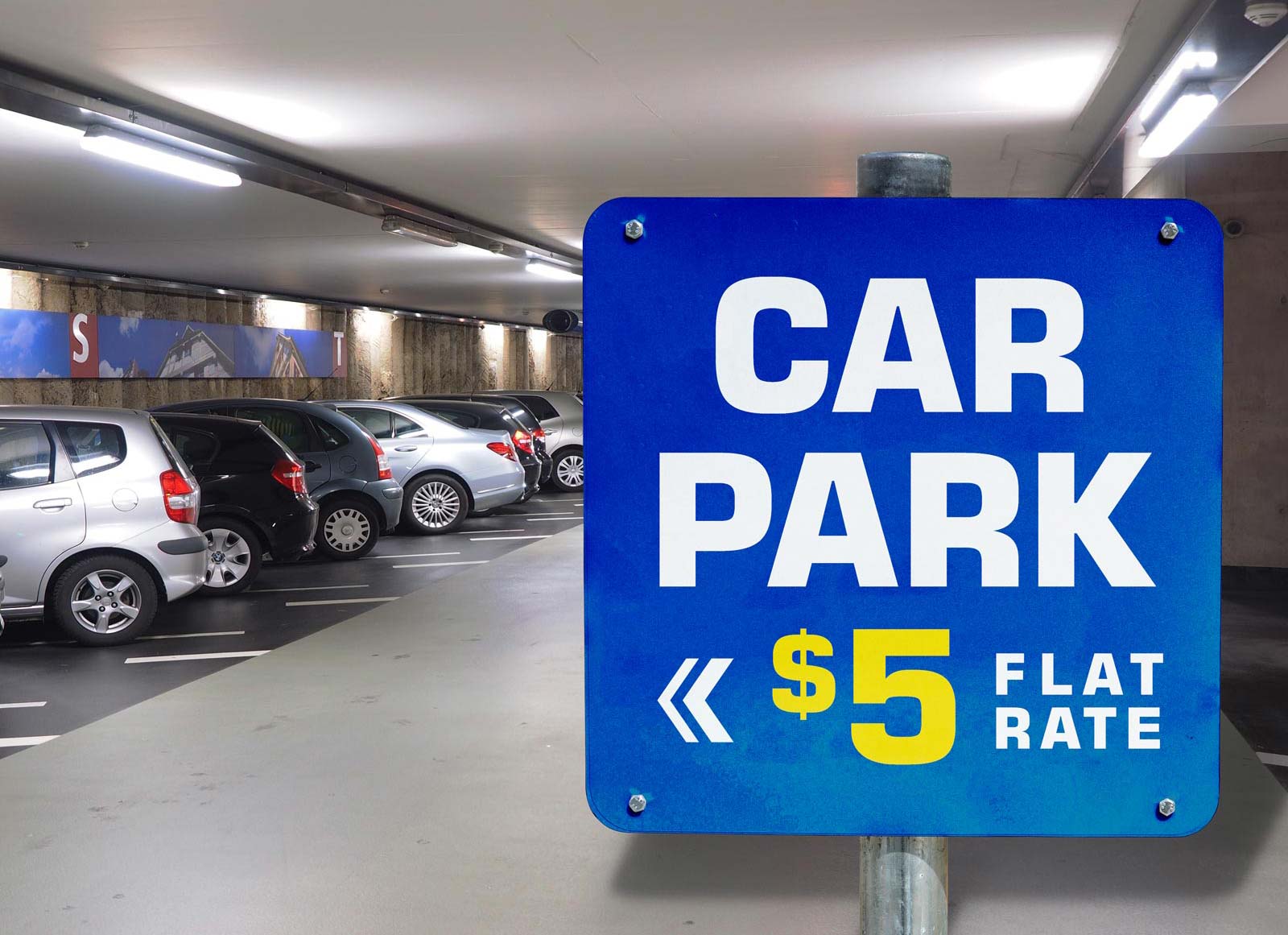 Car Parking Signage Mockup
